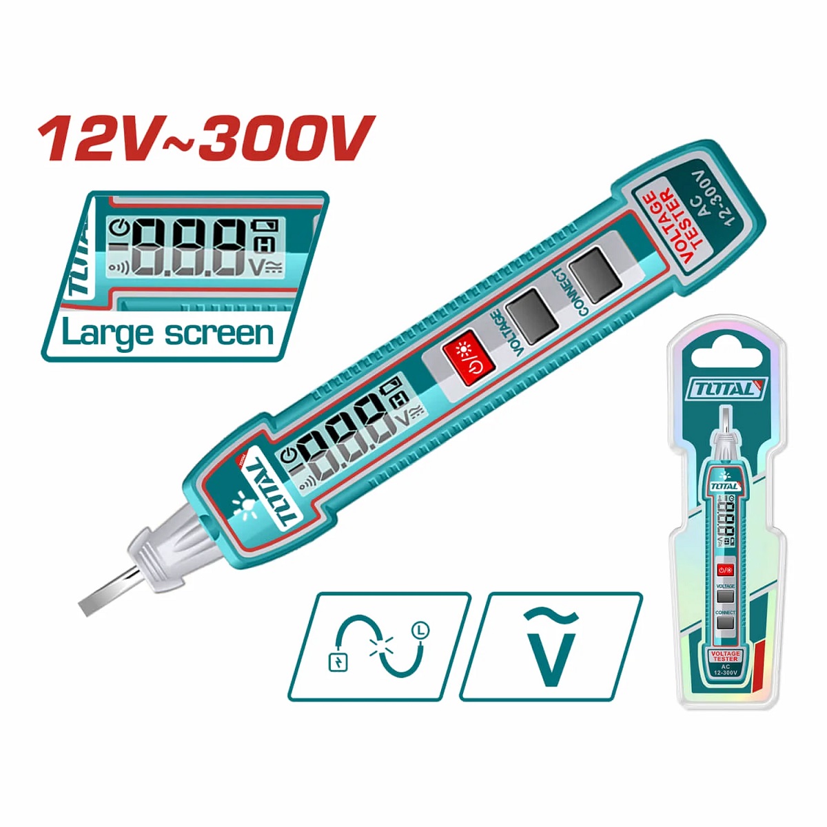 PROBADOR DE VOLTAJE TIPO BOLIGRAFO 12V-300V AC TOTAL