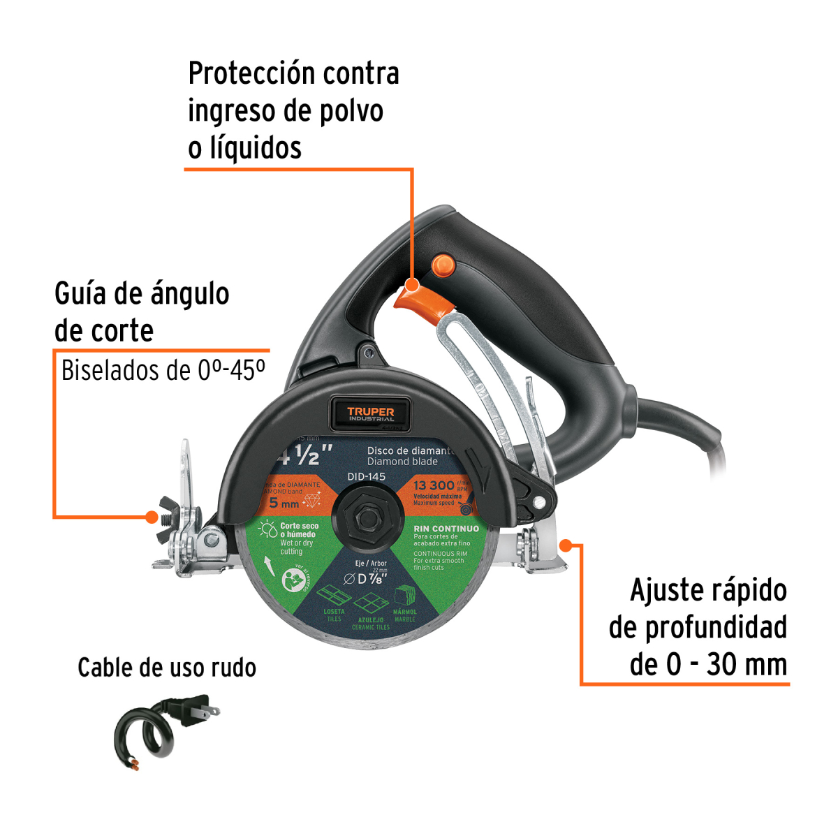 CORTA BALDOSA 4-1/2″ INDUSTRIAL 1320 W TRUPER - Imagen 2