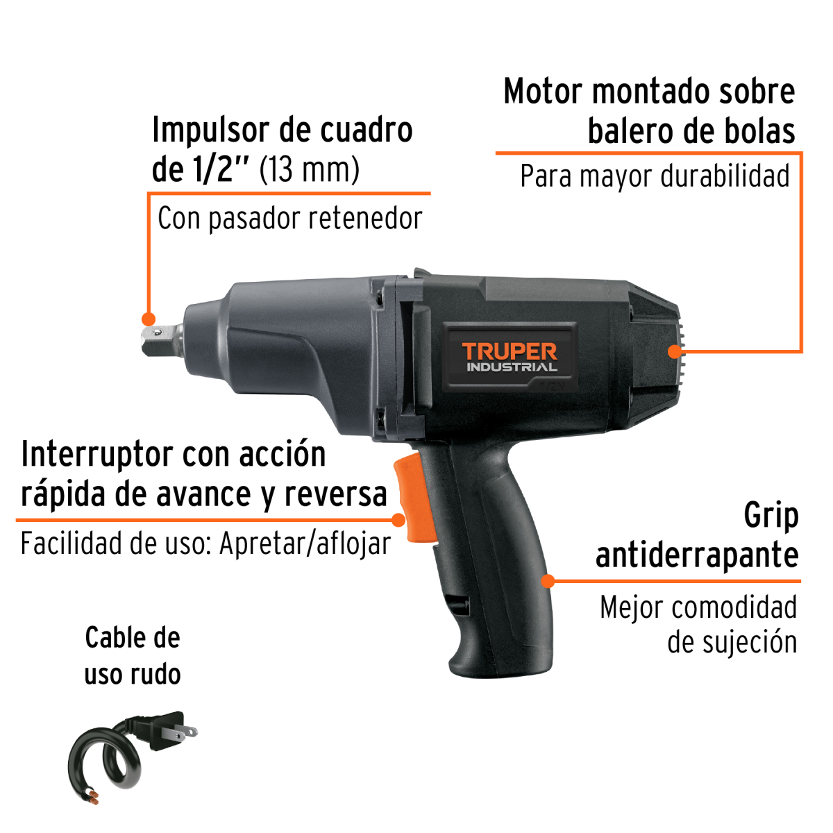 LLAVE DE IMPACTO 1/2″ 900 W INDUSTRIAL TRUPER - Imagen 2