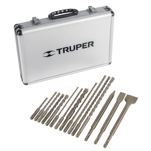 JUEGO DE 15 BROCAS Y CINCELES SDS PLUS EN ESTUCHE TRUPER