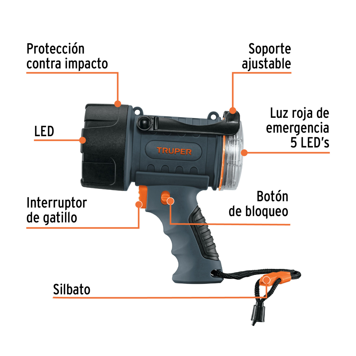 LINTERNA REFLECTORA LED 300 LM RECARGABLE TRUPER - Imagen 2