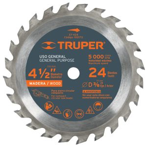 DISCO SIERRA 4-1/2″ PARA MADERA 24 DIENTES CENTRO 3/8″ TRUPER