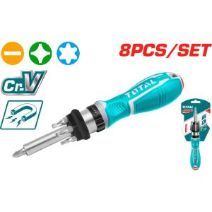 DESTORNILLADOR RATCHET CON 7 PUNTAS INTERCAMBIABLES TOTAL