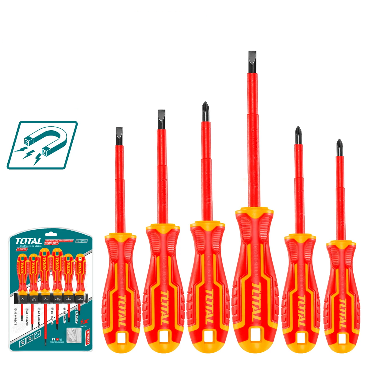 JUEGO DE 6 DESTORNILLADORES DIELECTRICOS TOTAL