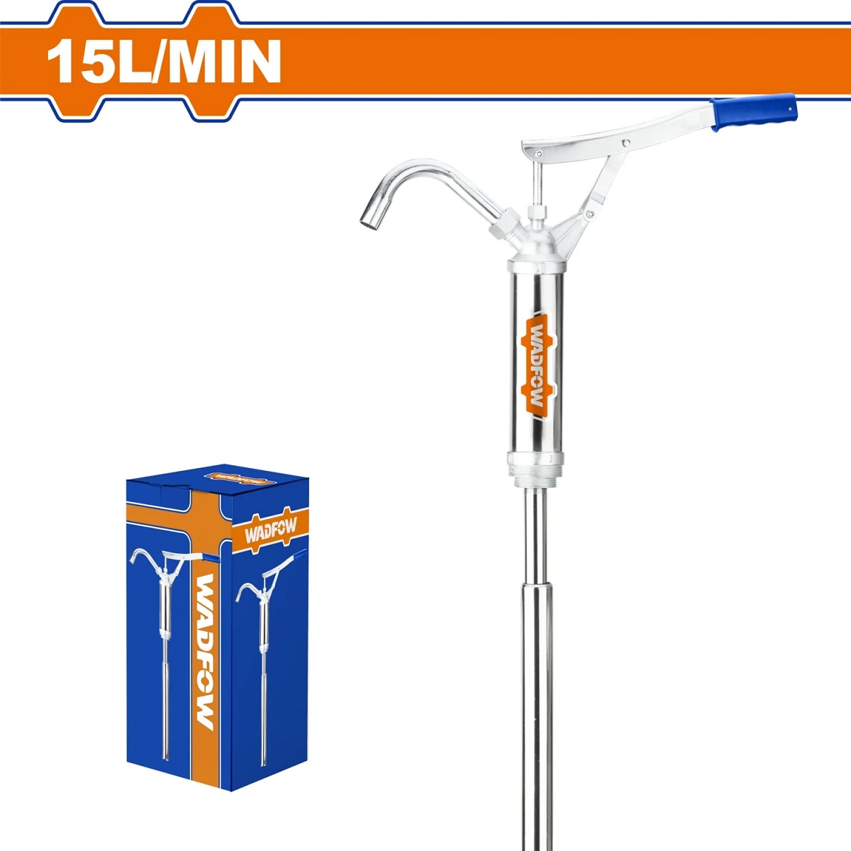 BOMBA DE ACEITE MANUAL 15L/MIN 127CM CROMADA WADFOW - Imagen 2