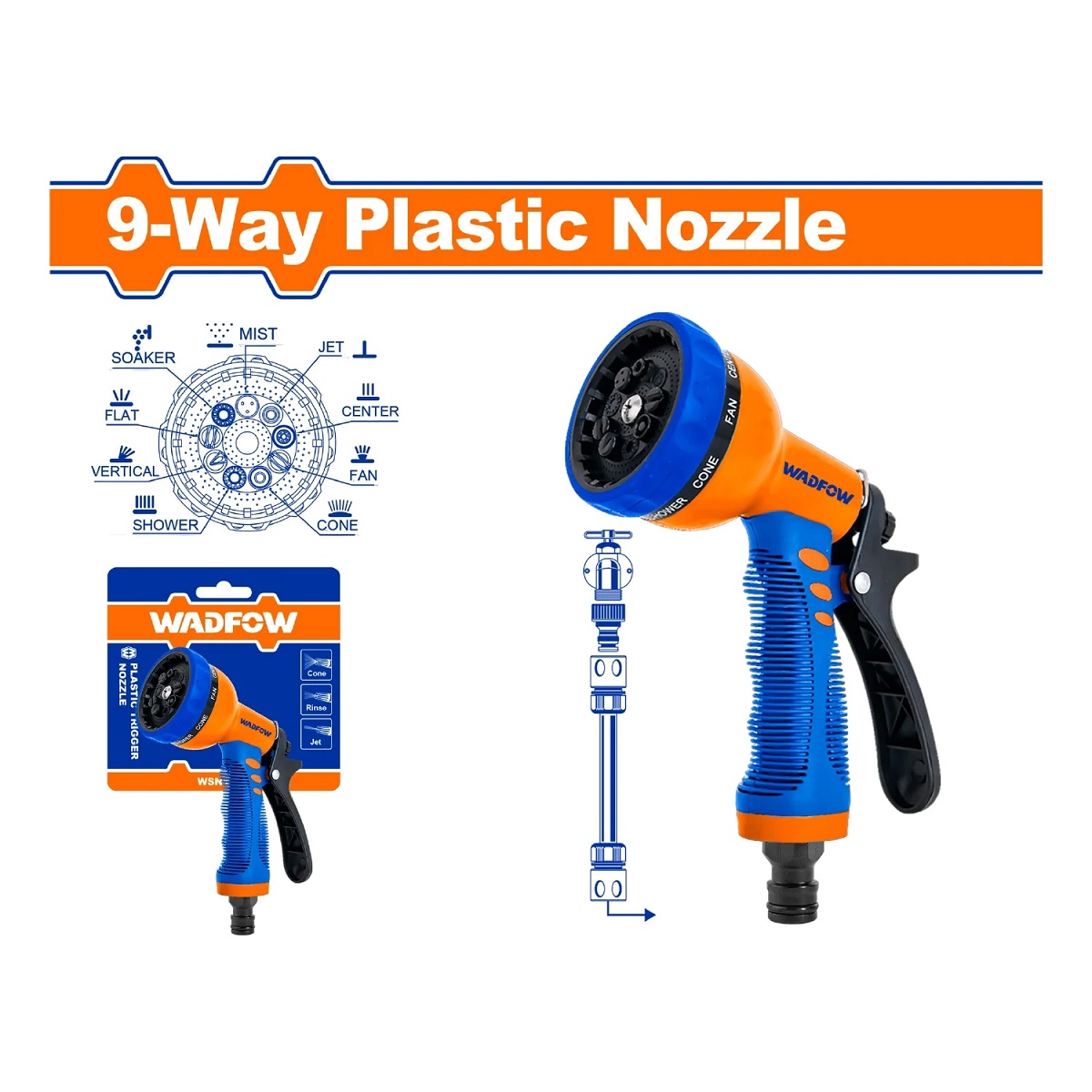 PISTOLA PARA RIEGO 9 FUNCIONES WADFOW