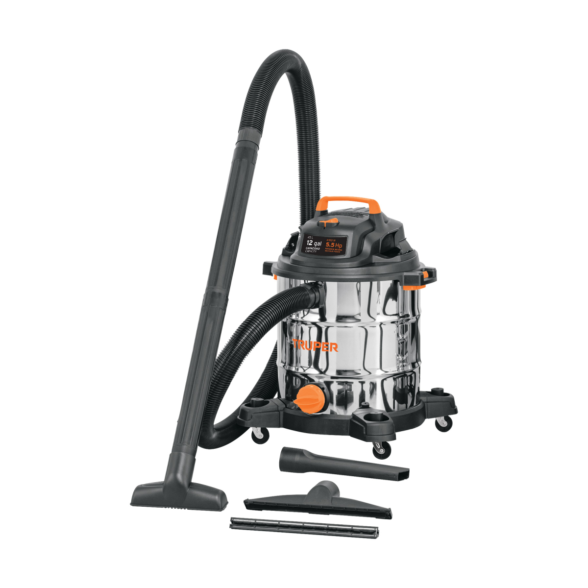 ASPIRADORA DE SOLIDOS Y LIQUIDOS 12 GALONES ACERO INOXIDABLE TRUPER
