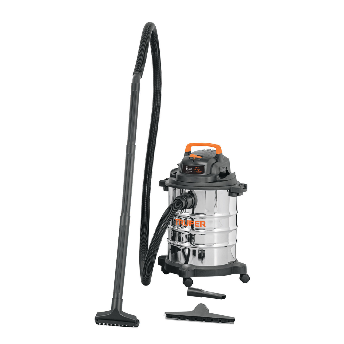 ASPIRADORA DE SOLIDOS Y LIQUIDOS 5 GALONES ACERO INOXIDABLE TRUPER