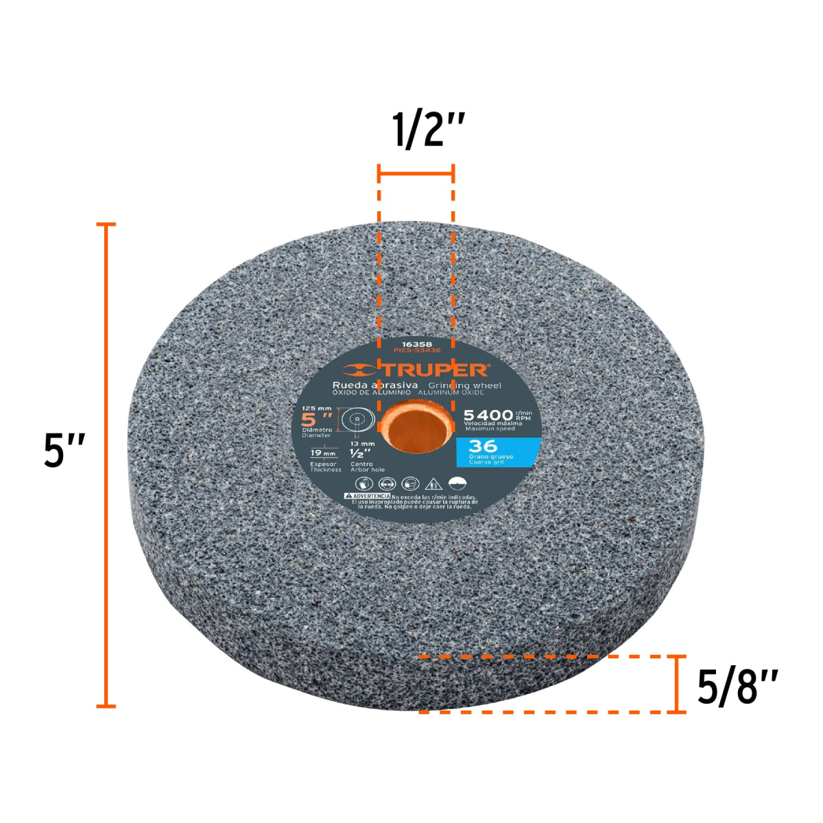 ESMERIL DE BANCO DE 5" DE 1/4 HP ( 185 W ) TRUPER - Imagen 3