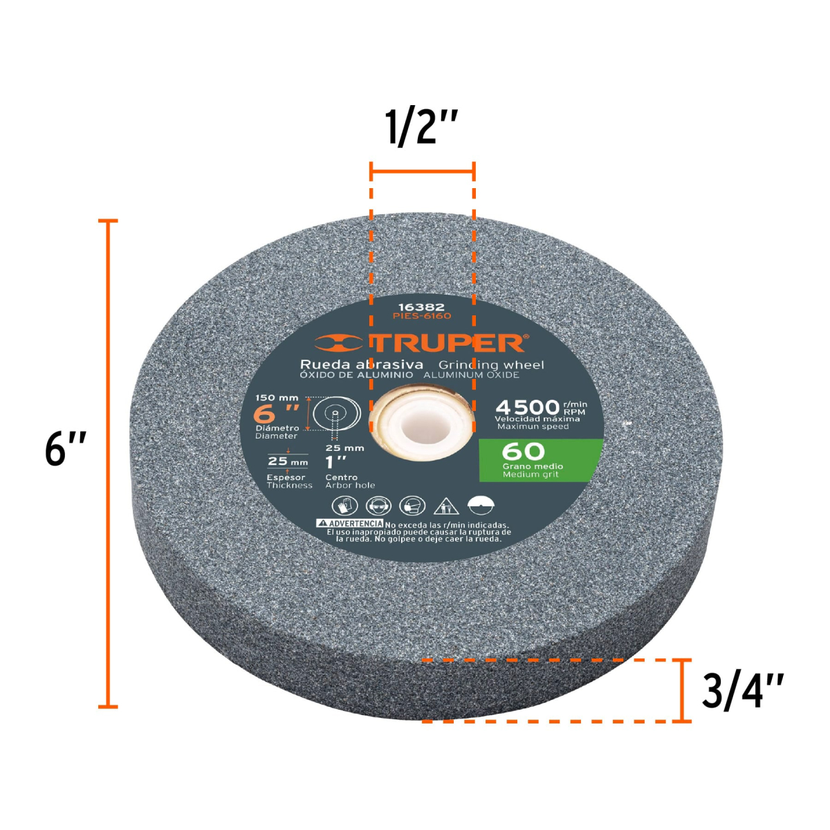 ESMERIL DE BANCO DE 6" DE 1/2 HP ( 370 W ) TRUPER - Imagen 3