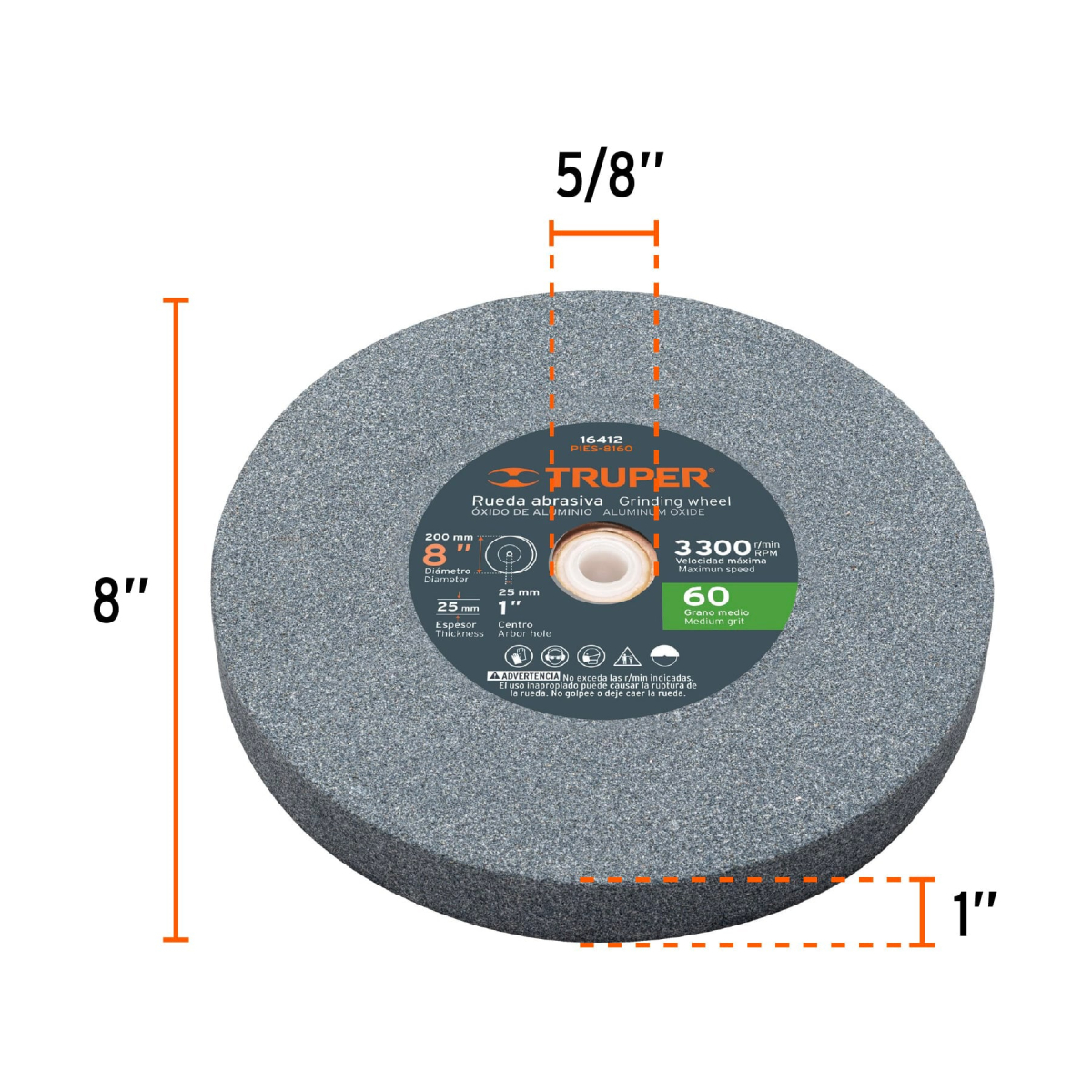 ESMERIL DE BANCO DE 8" DE 3/4 HP ( 560 W ) TRUPER - Imagen 3