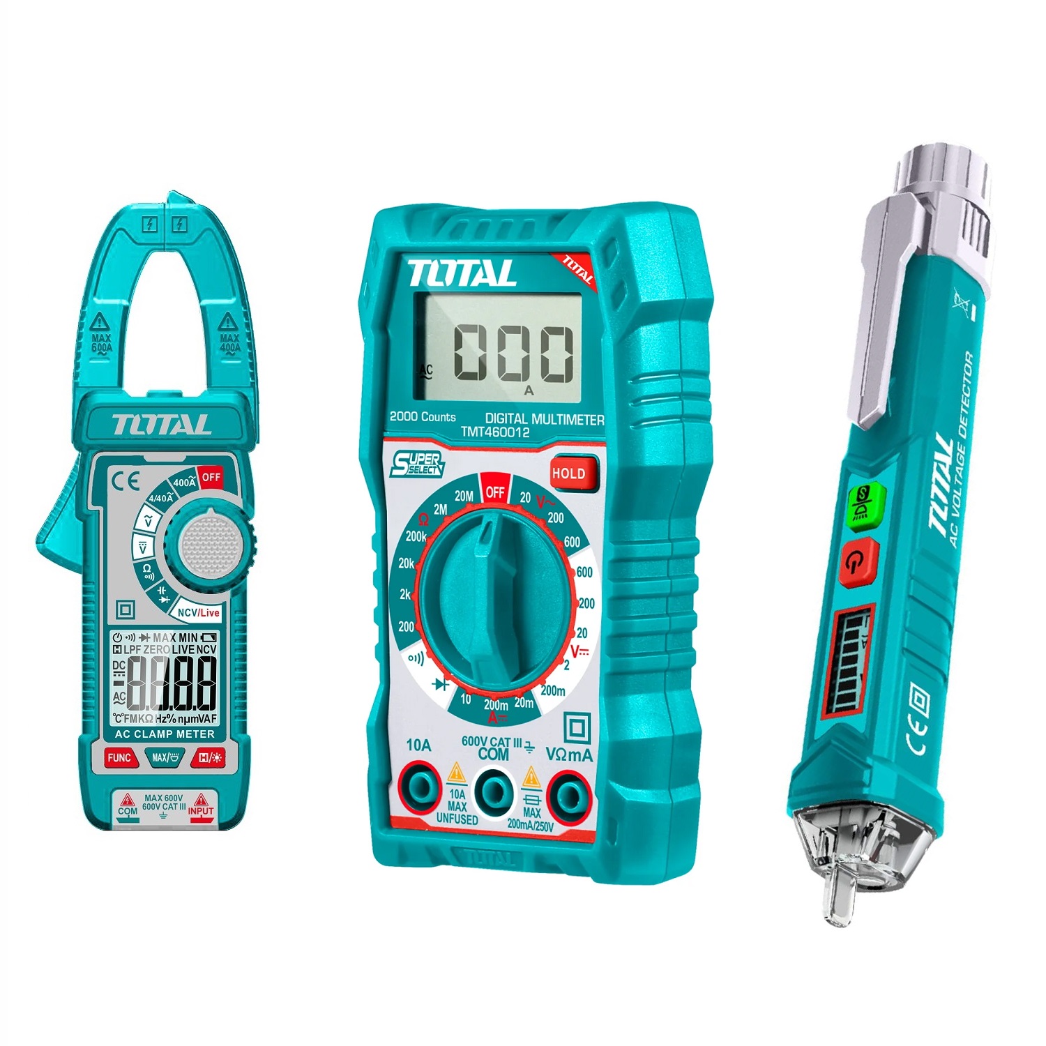 MULTIMETRO + PINZA AMPERIMETRICA AC 400A Y DETECTOR DE VOLTAJE TOTAL