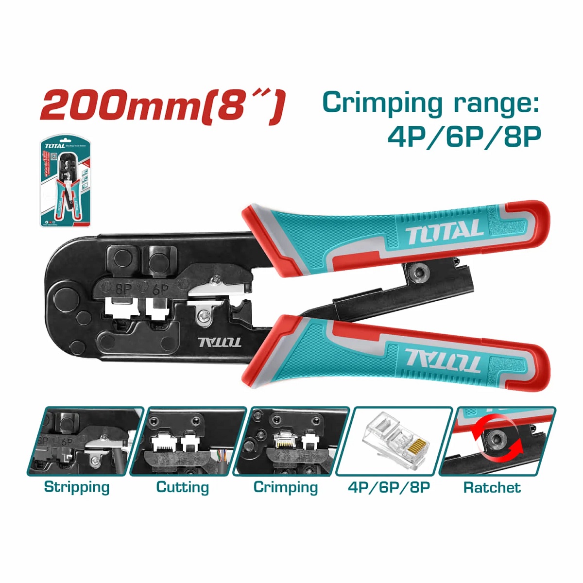 PONCHADORA CABLE DE RED 8″ 4P-6P-8P TOTAL