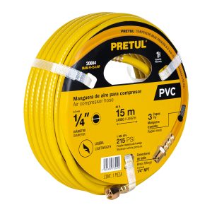 MANGUERA PARA COMPRESOR DE PVC 15 M X 1/4″ PRETUL